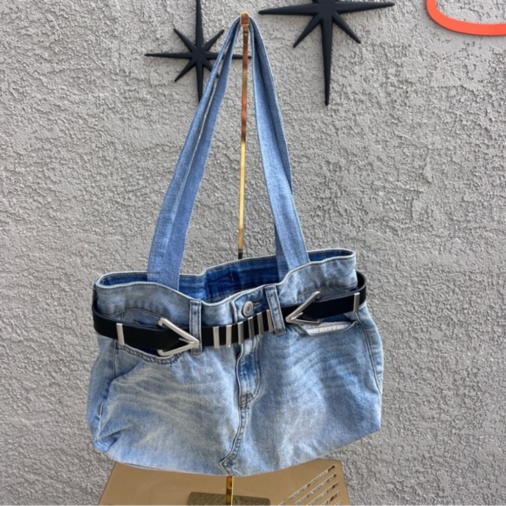 UPCYCLED DENIM BAG / The Bella Belted Shopper